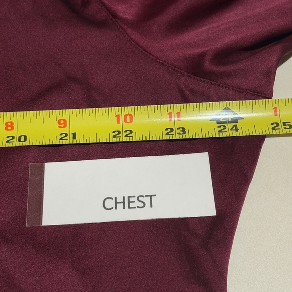 Chicos LongSleeve Button Down Shirt Stretch Silk Sz 3= XL Burgundy Classic Party - Picture 6 of 9